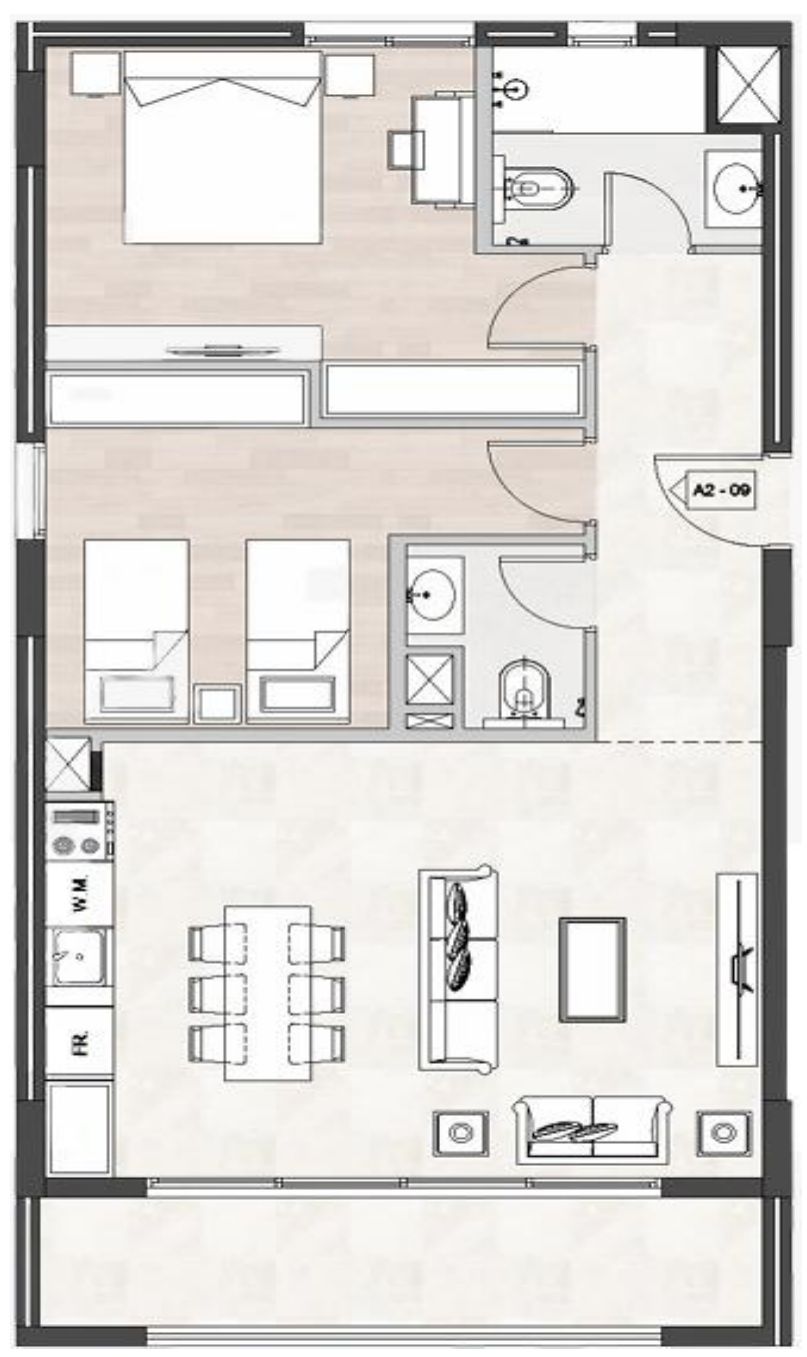 Two bedroom floor plan